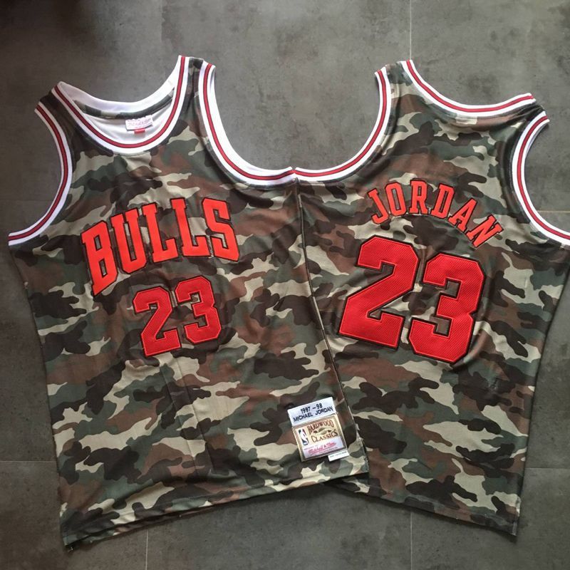 Men Chicago Bulls #23 Jordan Trowback Camo Swingman NBA Jersey